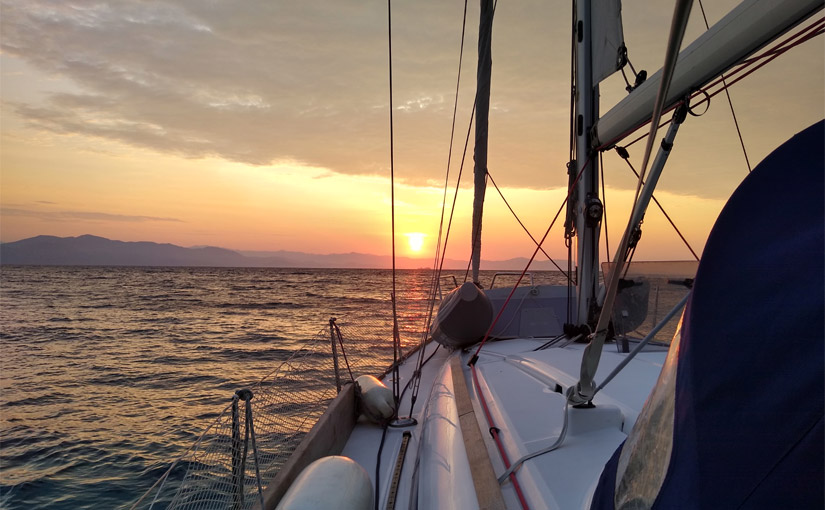 Abendlicher Ankerplatz vor Naxos